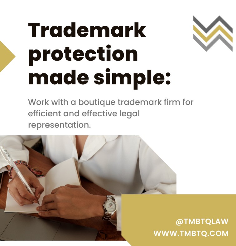The Benefits of Working with a Trademark post image featuring TMBTQ Law, highlighting their website services.
